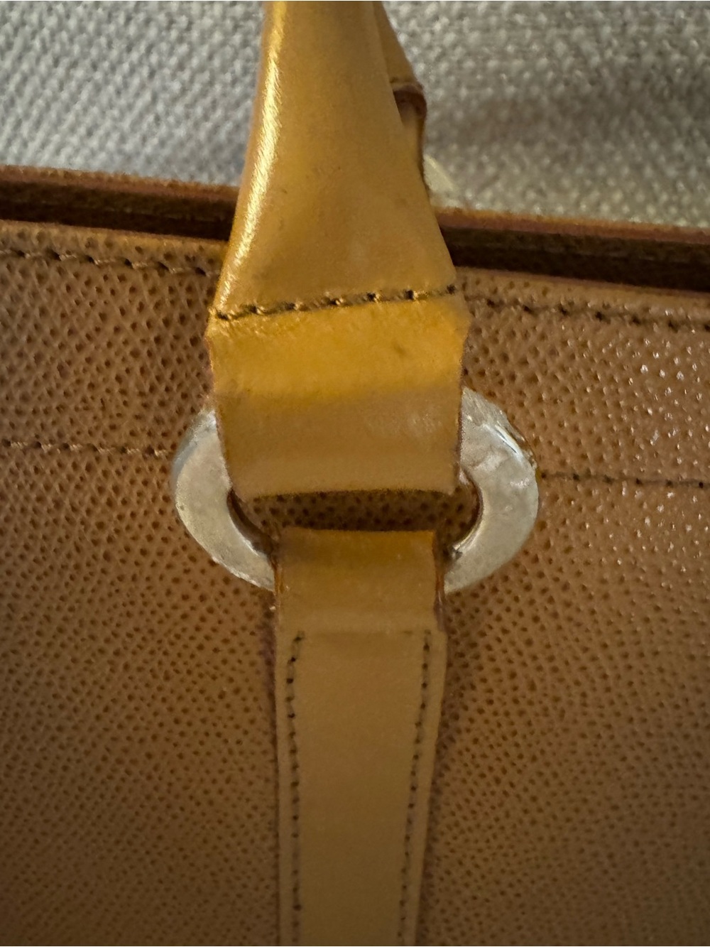 Made in Italy Nordstrom Tan Genuine Leather Tote with Circular Metal Accent - Picture 6 of 14